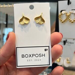 Posh Gold Flower Petal Stud Earrings